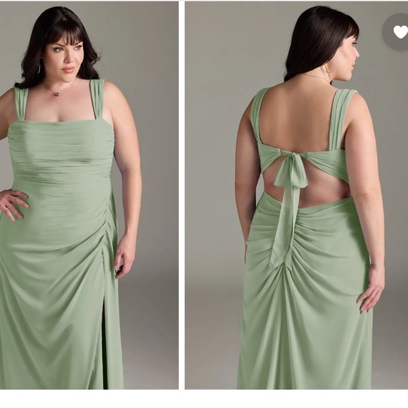 Azazie Jesaphine Dusty Sage Ruched Chiffon Gown - Picture 7 of 8